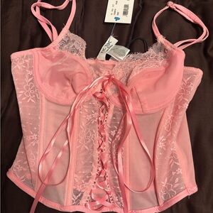 Tiktok Lace-Up Pink Corset Top